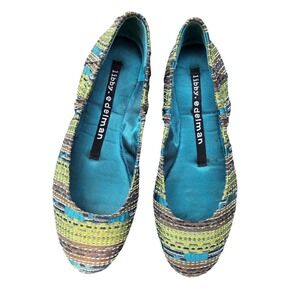 Libby Edelman patterned textile ballet flats Antonia size 8.5